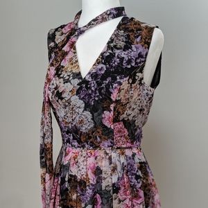 Adriana Papell Floral pussy-bow Dress